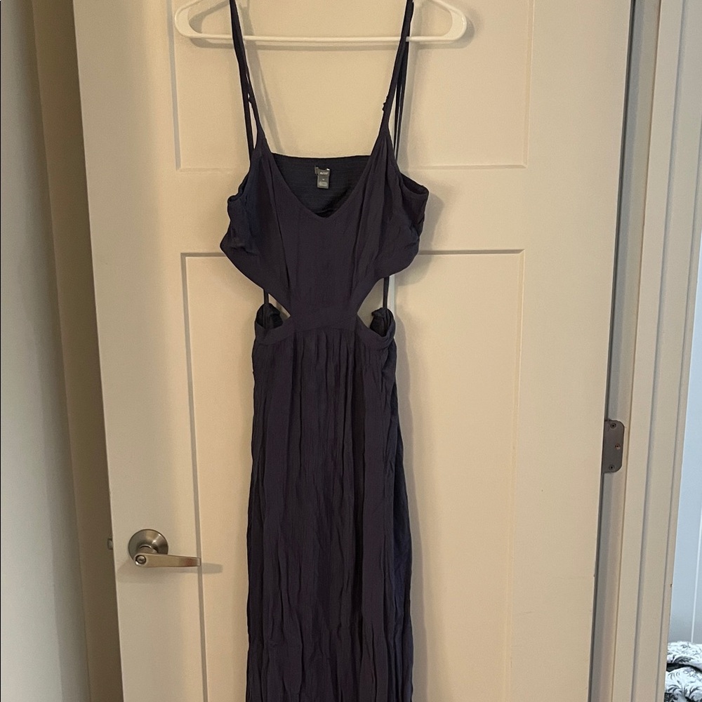 aerie Navy Sleeveless Maxi Dress with Side Cutouts